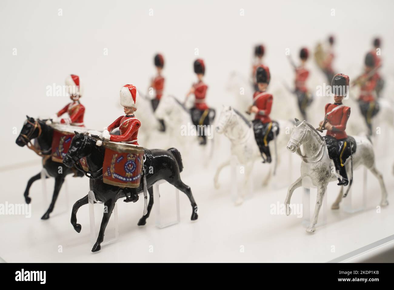 Objets de collection de soldats de jouets vintage exposés, fabriqués en Grande-Bretagne, populaires au début de 1900 autour de la période de la guerre mondiale i et ii Banque D'Images