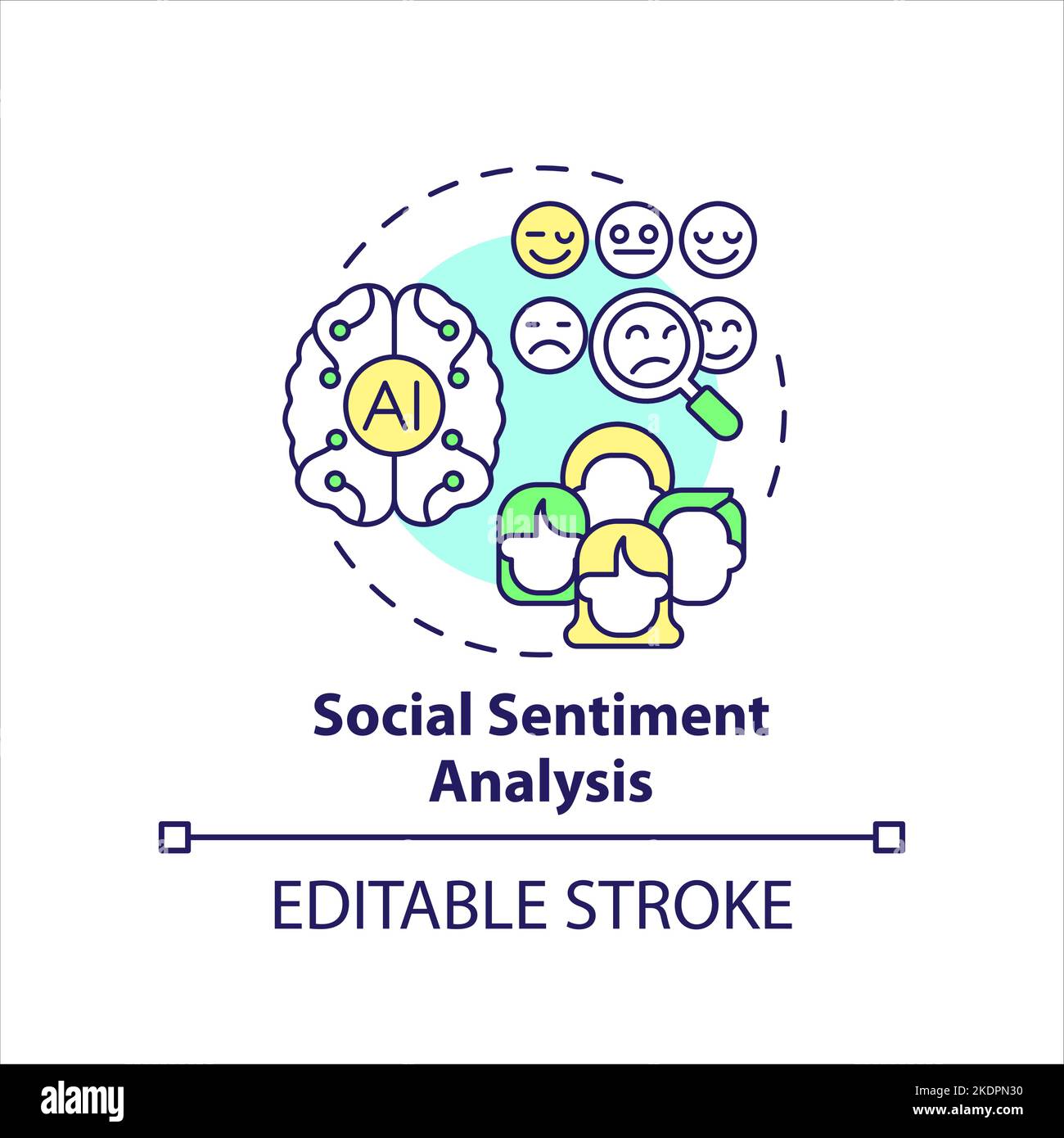 Icône de concept d'analyse de sentiment social Illustration de Vecteur