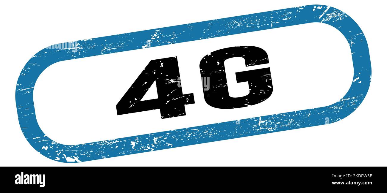 4G, texte sur le signe du timbre rectangle bleu-noir. Banque D'Images