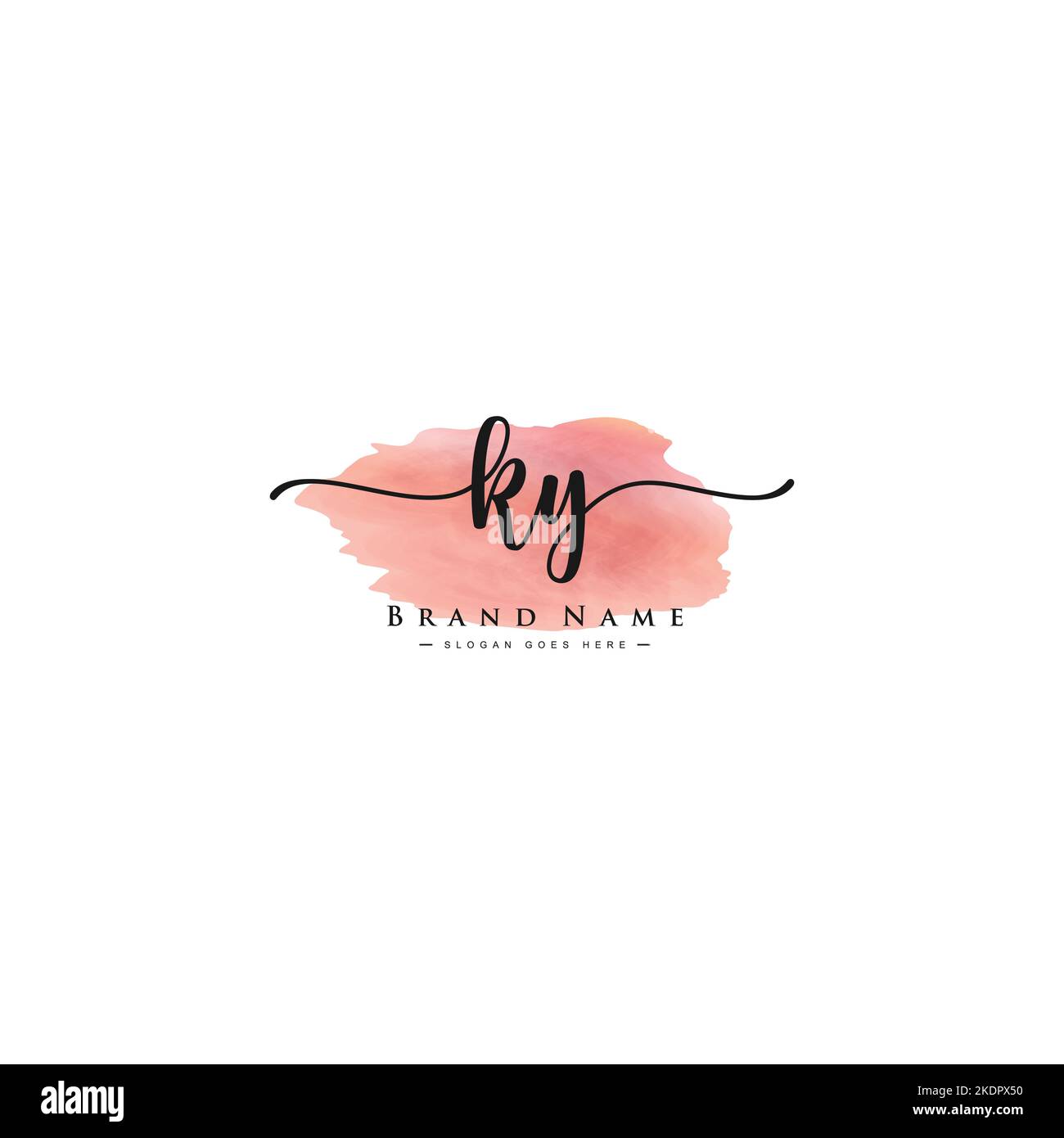 Logo KY Signature manuscrit avec arrière-plan aquarelle - modèle de logo Vector pour la beauté, la mode et la photographie Illustration de Vecteur