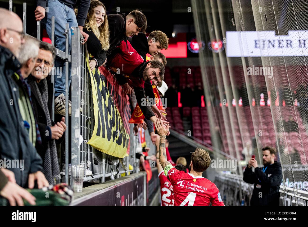 Herning, Danemark. 07th novembre 2022. Les joueurs du FC Nordsjaelland remercient les fans après le match Superliga de 3F entre le FC Midtjylland et le FC Nordsjaelland au MCH Arena de Herning. (Crédit photo : Gonzales photo/Alamy Live News Banque D'Images