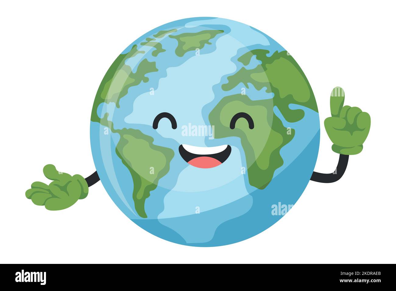 Dessin de personnage de dessin de la planète Terre pour le jour de la terre, journée nationale de prévention de la pollution, journée mondiale de l'environnement. Concept de prévention contre l'environnement Illustration de Vecteur