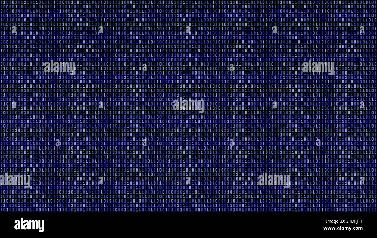 Code informatique binaire. Fond vectoriel de flux de code transparent. Texture bleue du code numérique Tech Pattern 01. Illustration de Vecteur
