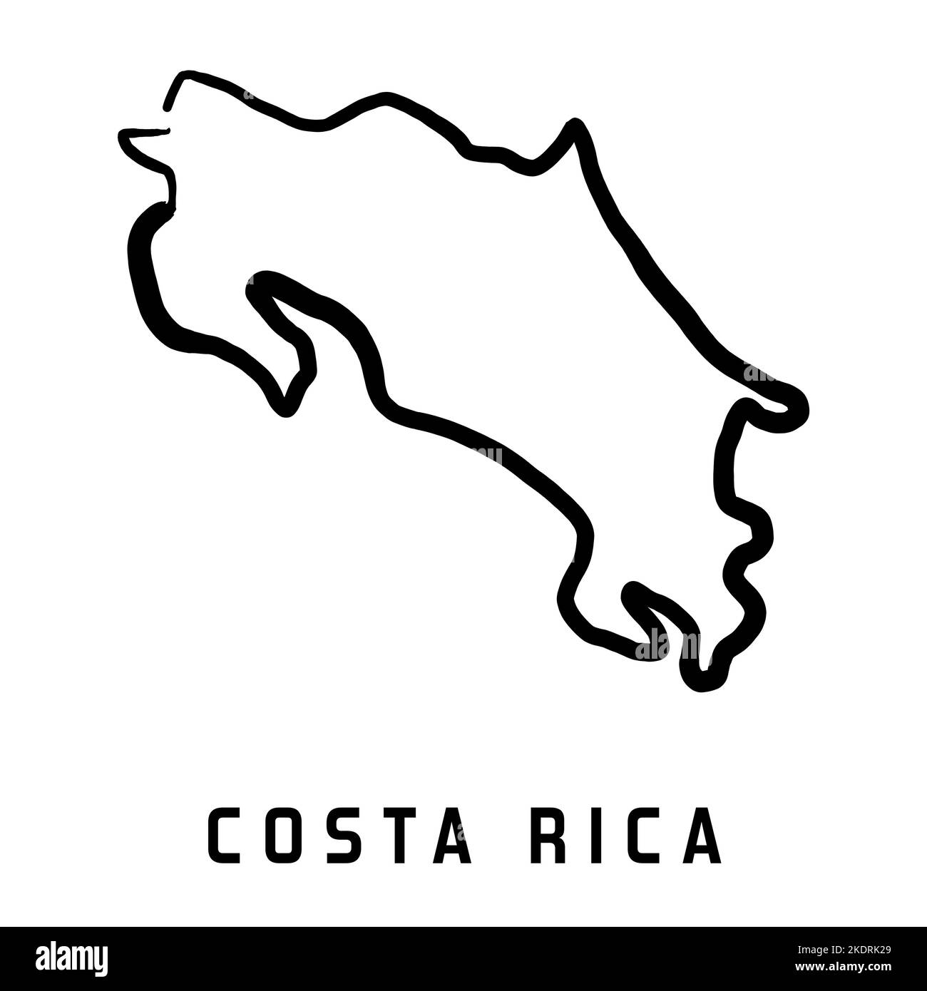 Costa Rica carte de pays simple contour. Carte de style simplifiée vectorisée à la main. Illustration de Vecteur
