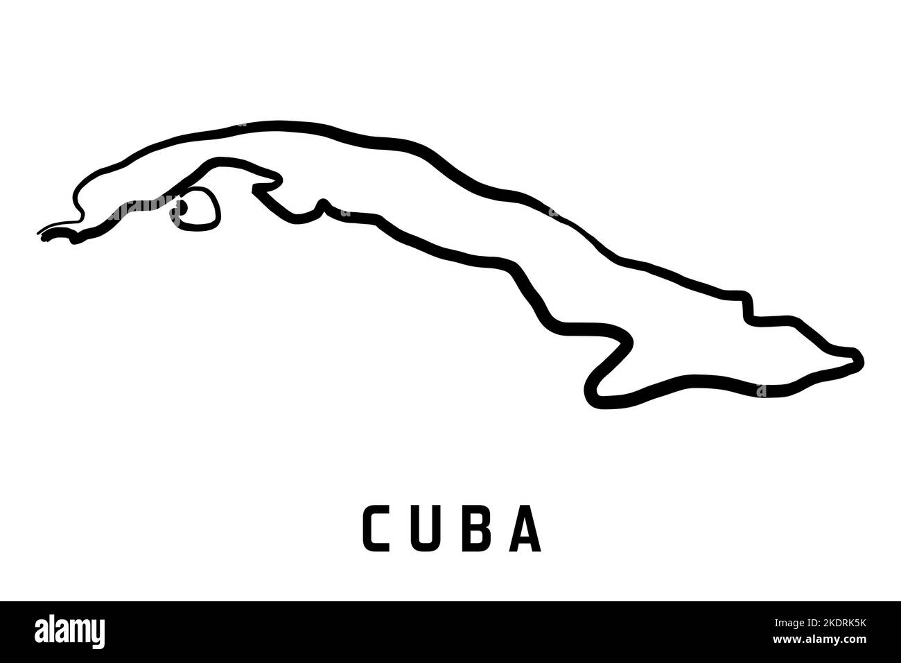 Cuba carte de l'île simple contour. Carte de style simplifiée vectorisée à la main. Illustration de Vecteur