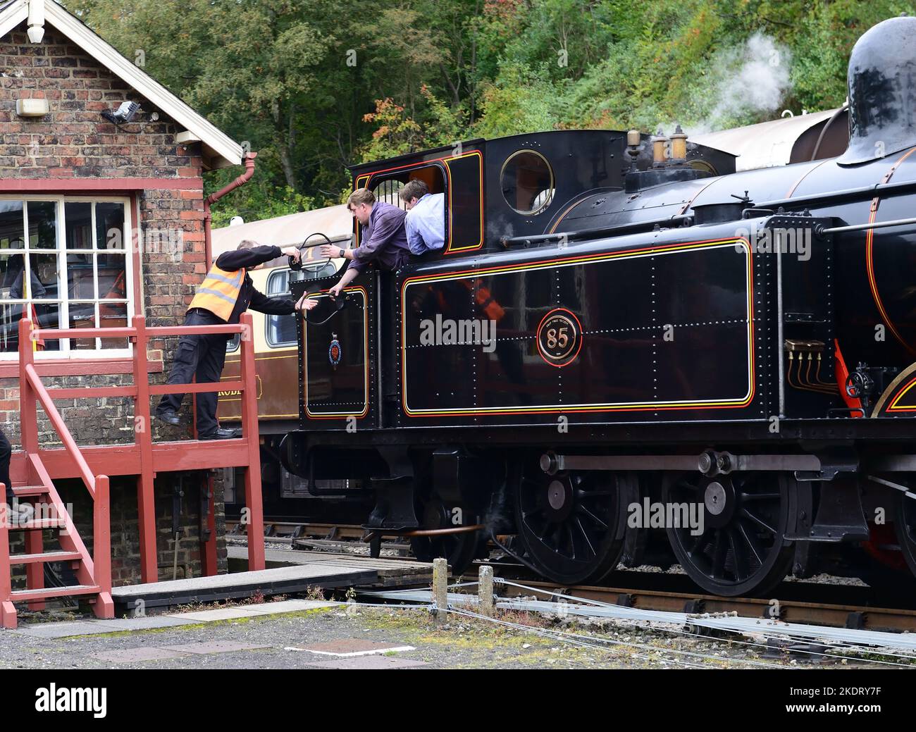 Teff Vale Railway O2 classe 0-6-2T locomotive no 85 à la gare de Goathland, North Yorkshire Moors Railway en septembre 2022. (Voir remarque). Banque D'Images