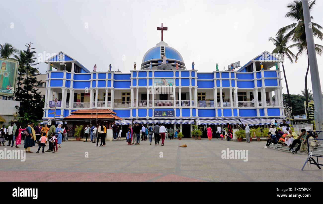 Bangalore,Karnataka,Inde-09 octobre 2022: Belle vue du sanctuaire de Jésus-nourrisson. Situé dans le quartier Vivek Nagar de Bangalore. Église catholique romaine. MUS Banque D'Images