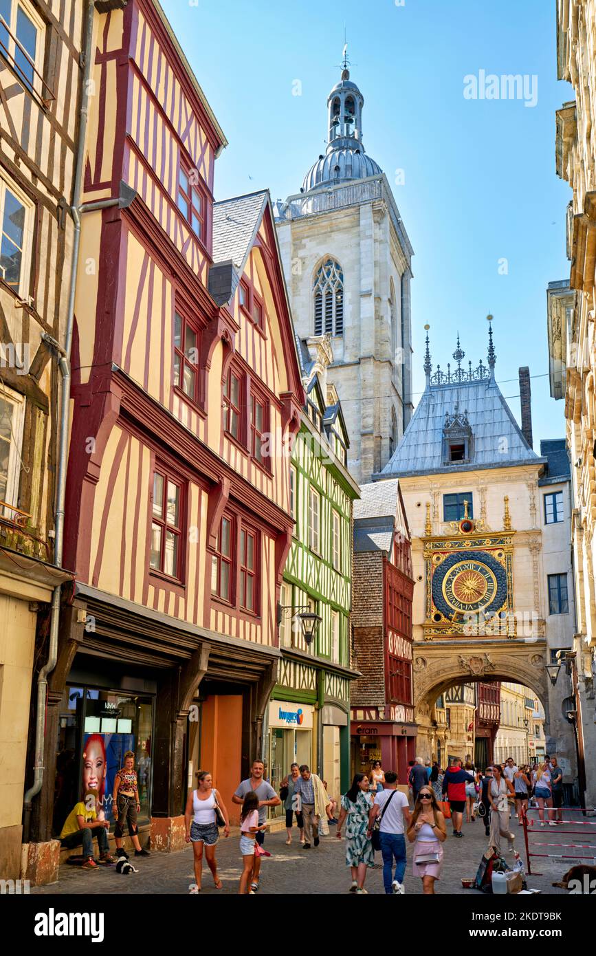 Rouen Normandie France. Le gros horloge Banque D'Images