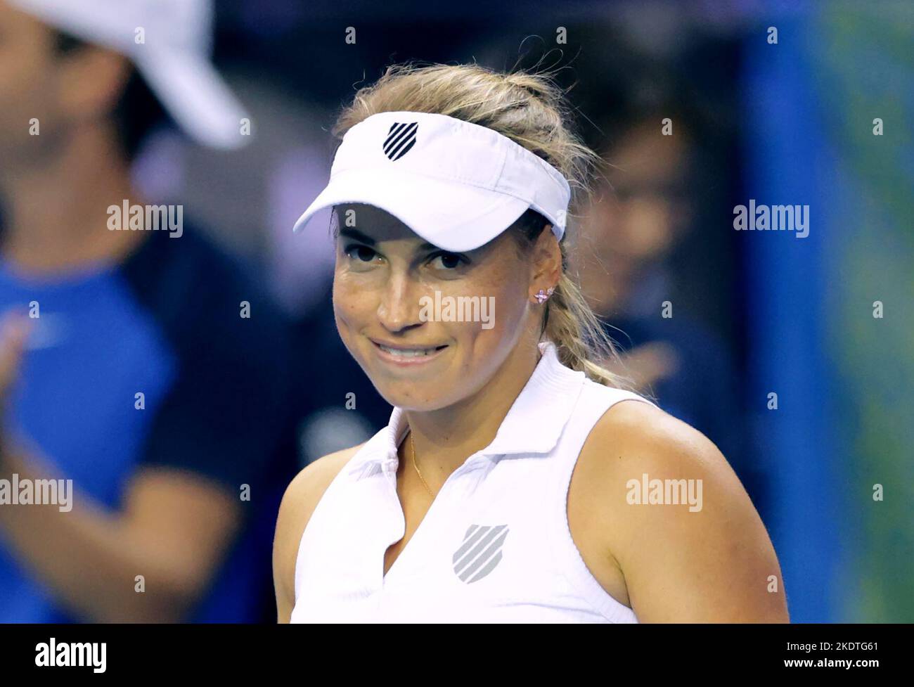Yulia Putintseva, du Kazakhstan, célèbre la victoire contre Katie Boulter, de Grande-Bretagne, lors de la première journée du match du groupe Billie Jean King Cup entre le Kazakhstan et la Grande-Bretagne à l'Emirates Arena, Glasgow. Date de publication : mardi 8 novembre 2022. Banque D'Images