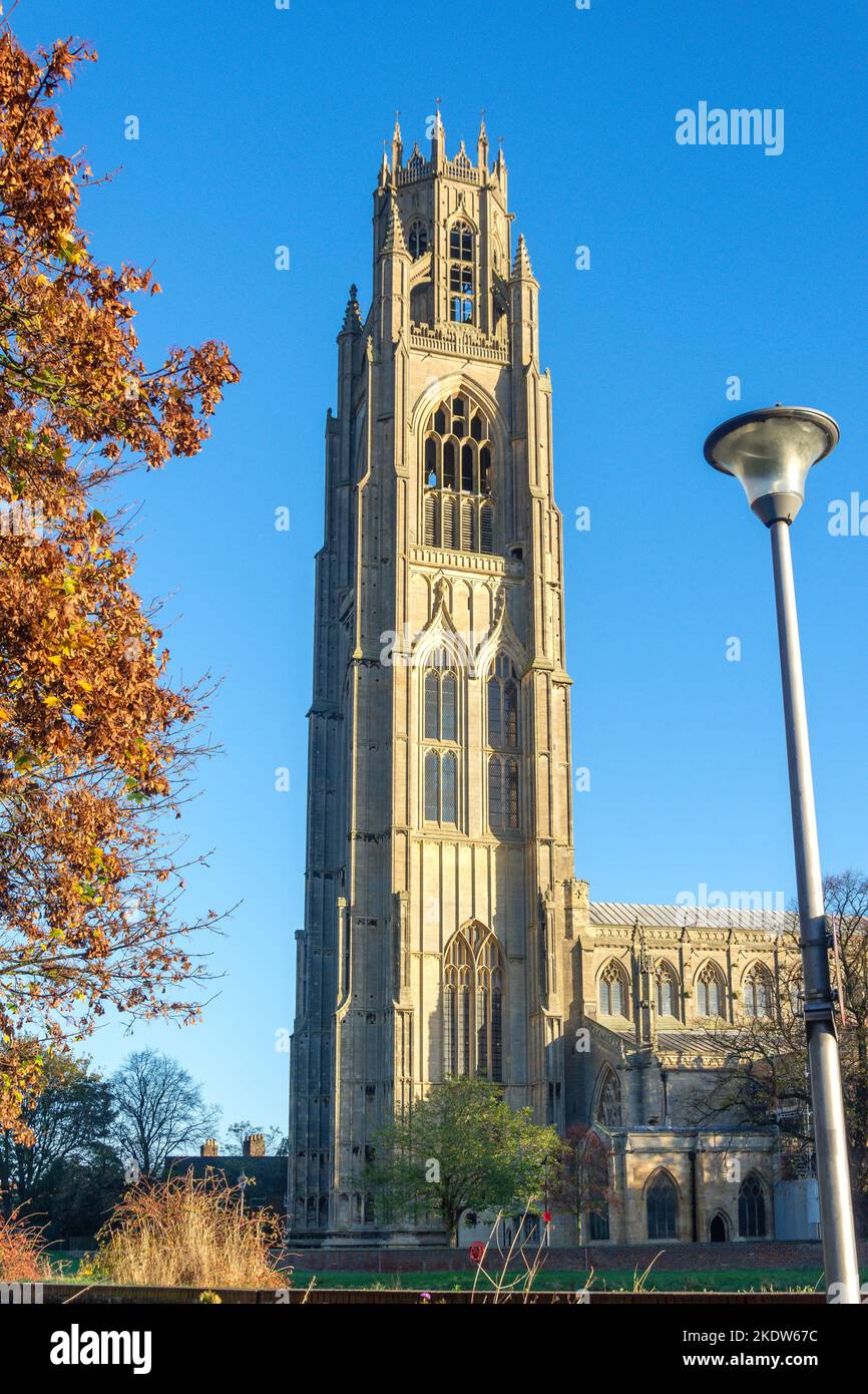 Église St Botolph (The Stump) de l'autre côté de la rivière Witham, Boston, Lincolnshire, Angleterre, Royaume-Uni Banque D'Images