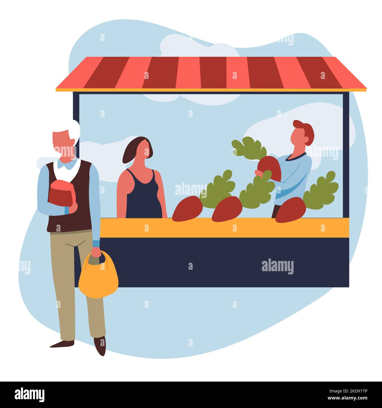 Vendeur et client légumes décrochage homme et femme vecteur Illustration de Vecteur
