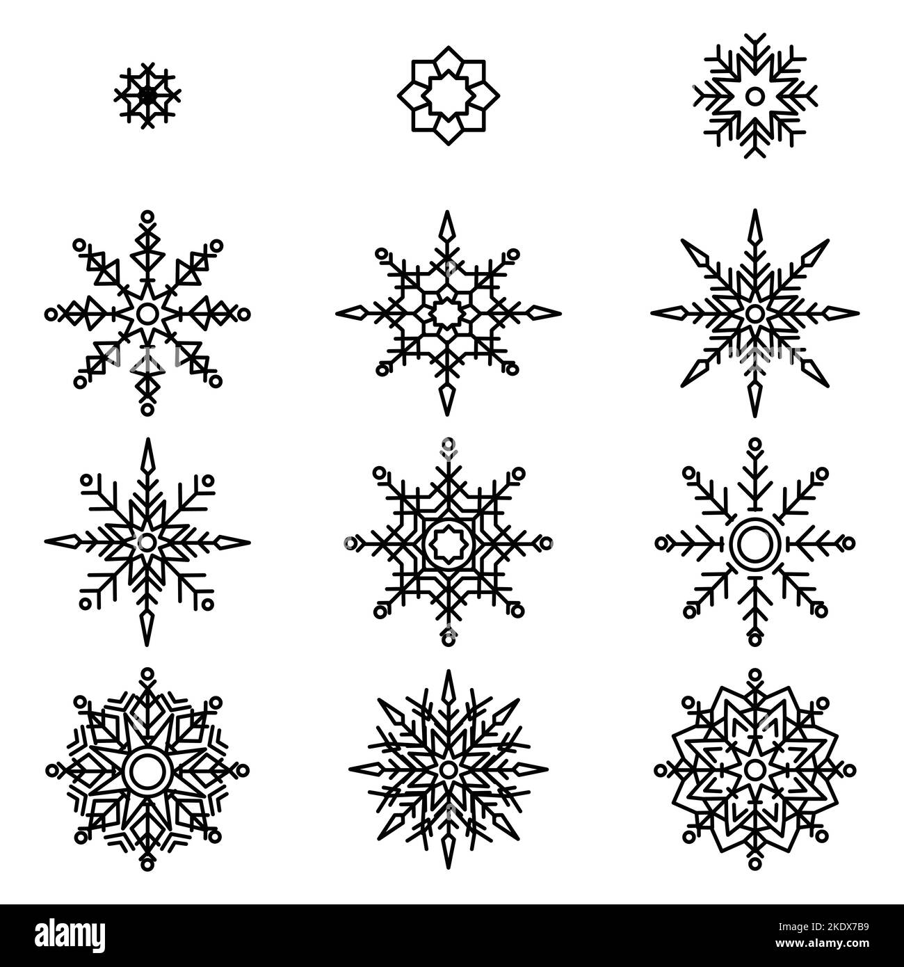 Ensemble unique de la collection de neige Cool Winter à motif flocons de neige Illustration de Vecteur