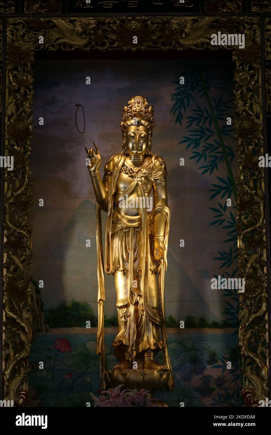 Song Dynasty art style Bois sculptant guanyin en thaïlande Banque D'Images