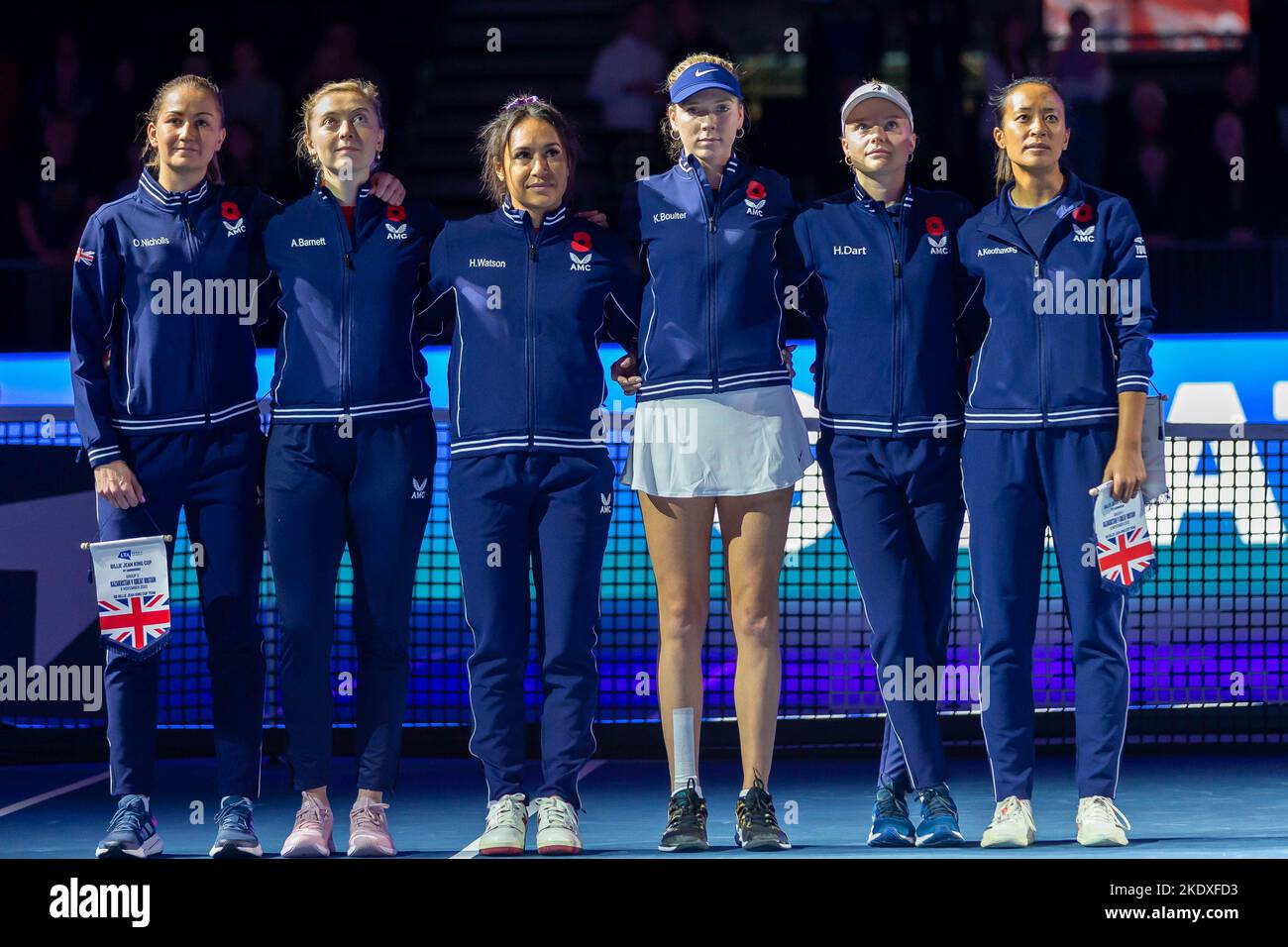 Glasgow, Écosse, le 8th novembre 2022. Elena Rybakina du Kazakhstan joue Harriet Dart de Grande-Bretagne dans les étapes de groupe de la Billy Jean King Cup. Banque D'Images