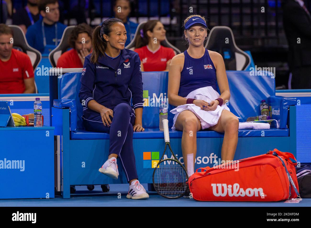 Glasgow, Écosse, le 8th novembre 2022. Yulia Putintseva, du Kazakhstan, joue Katie Boulter, de Grande-Bretagne, dans les étapes de groupe du Billy Jean Roi Cu Banque D'Images