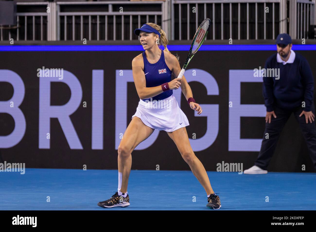 Glasgow, Écosse, le 8th novembre 2022. Yulia Putintseva, du Kazakhstan, joue Katie Boulter, de Grande-Bretagne, dans les étapes de groupe du Billy Jean Roi Cu Banque D'Images