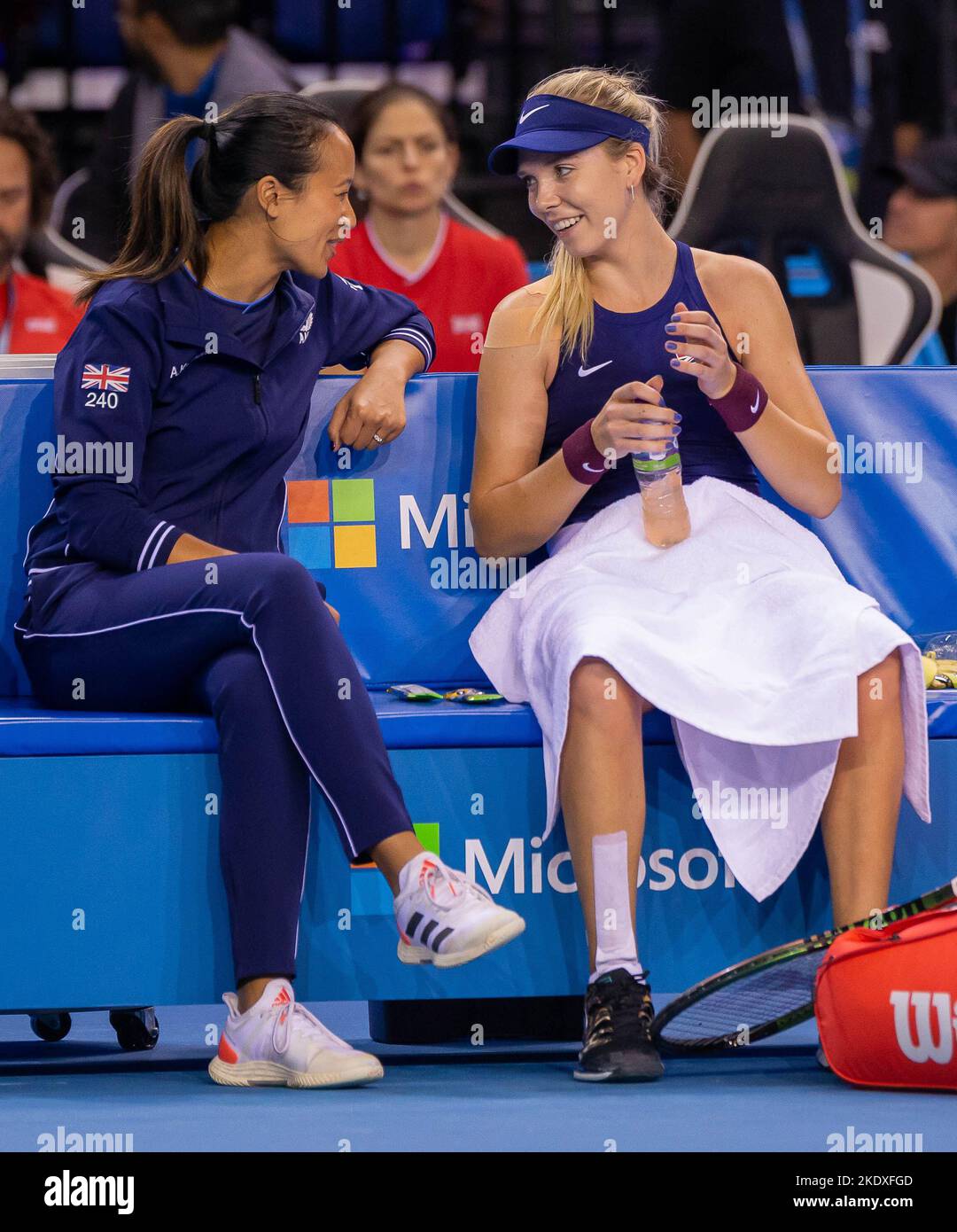 Glasgow, Écosse, le 8th novembre 2022. Yulia Putintseva, du Kazakhstan, joue Katie Boulter, de Grande-Bretagne, dans les étapes de groupe du Billy Jean Roi Cu Banque D'Images