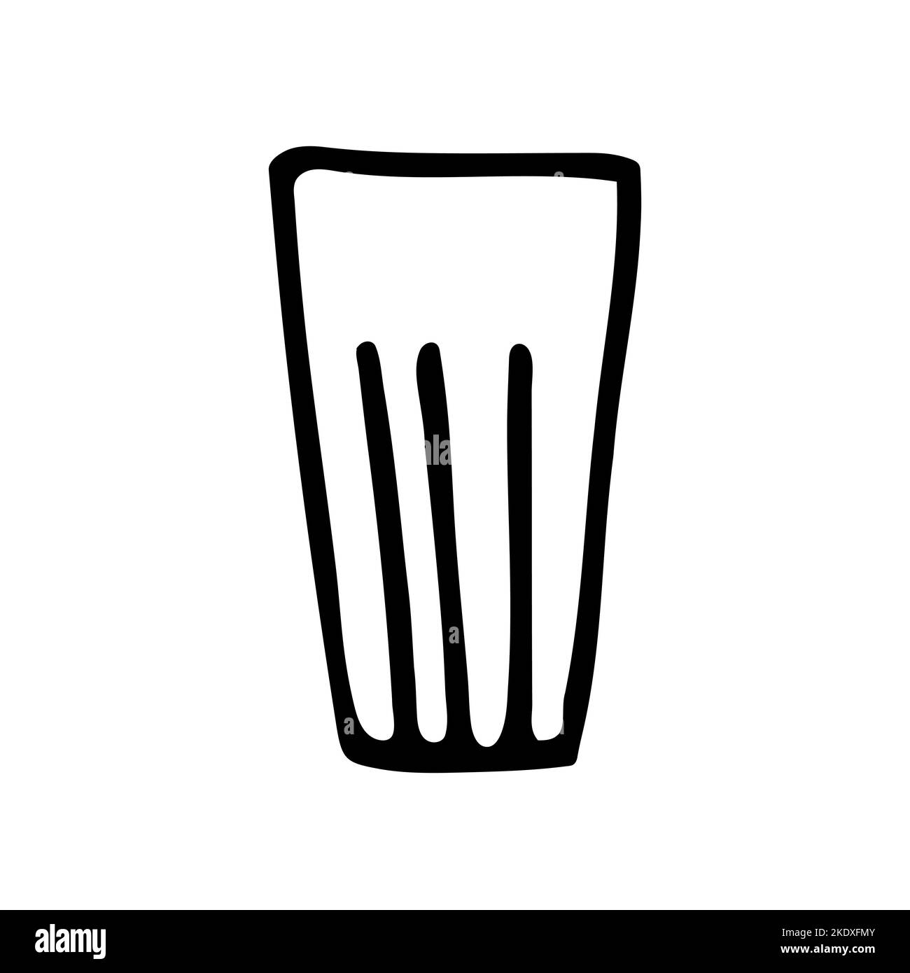Verre à facettes Doodle. Verre découpé dessiné à la main, isolé sur fond blanc. Définir la vaisselle pour le café, le thé, le vin. Tasse de cuisine, cuisine. Han élégant Illustration de Vecteur