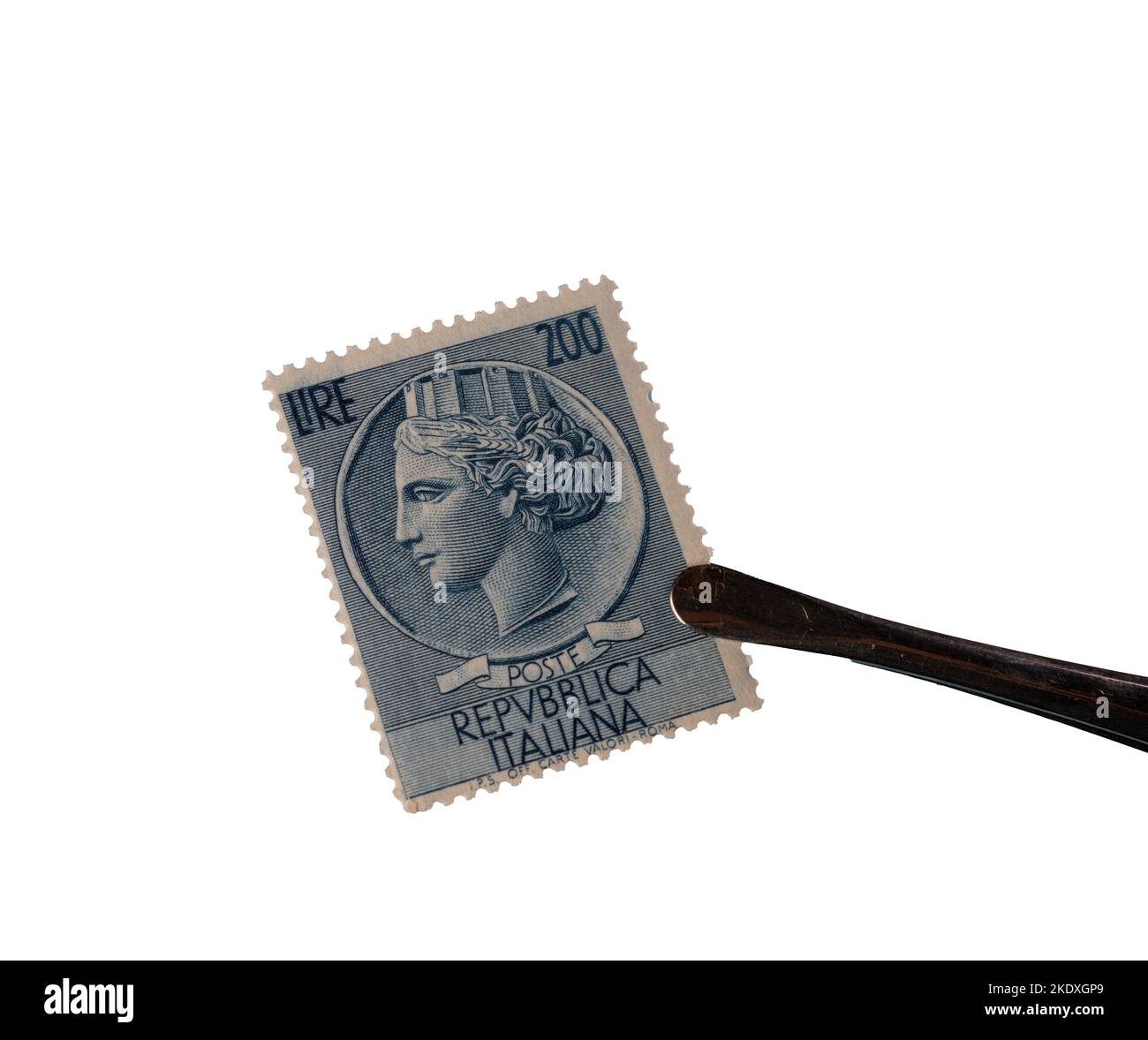 Un ancien timbre-poste italien sur fond transparent Banque D'Images