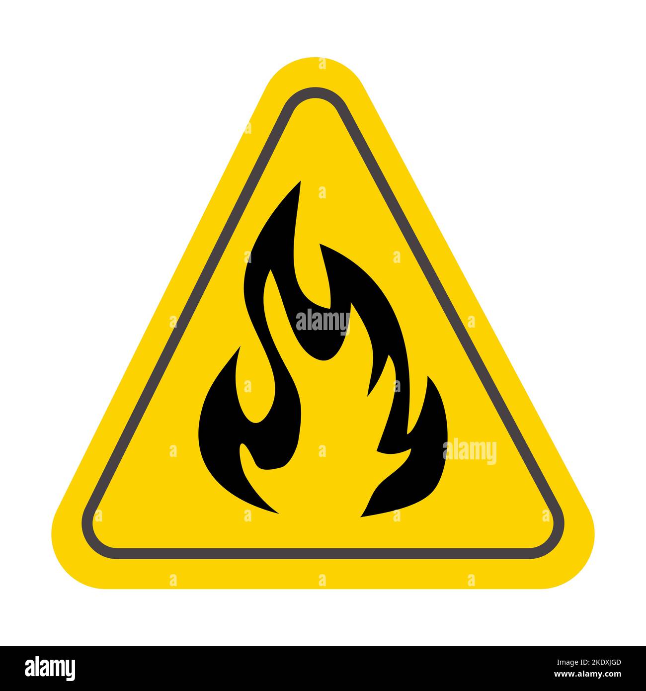 Liquide inflammable, symbole triangle jaune de la substance, signe isolé sur fond blanc. Illustration vectorielle Illustration de Vecteur