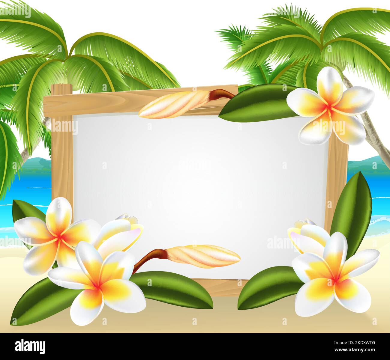 Panneau de bordure de la fleur tropicale Frangipani Plumeria Illustration de Vecteur