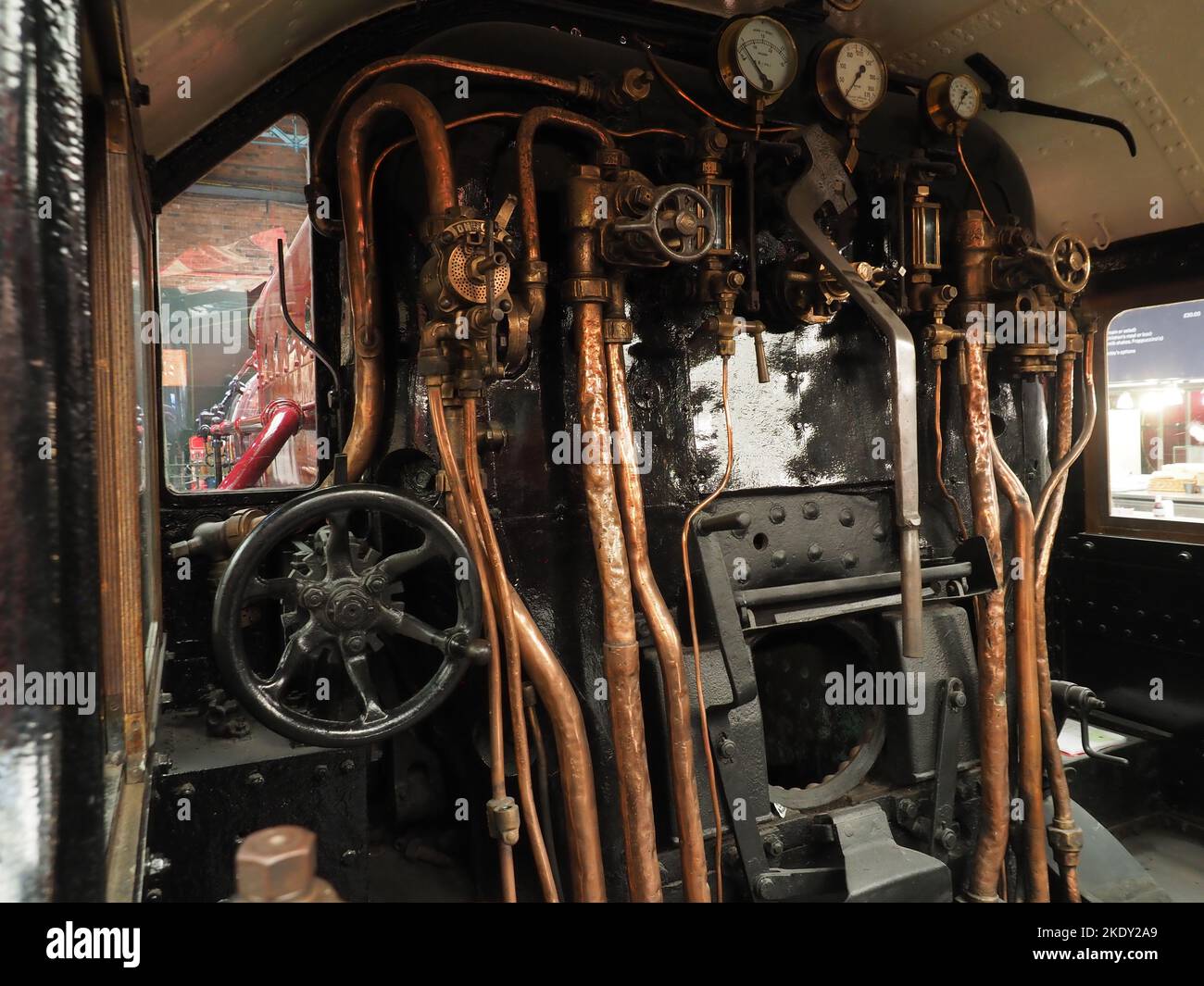 La plaque d'appui d'une locomotive à vapeur au Musée national des chemins de fer de York, au Royaume-Uni Banque D'Images