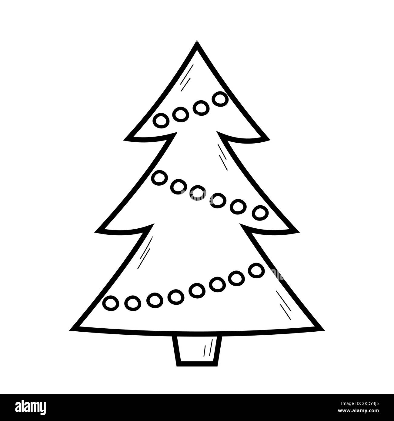 Arbre de Noël et de nouvel an dessiné à la main sur fond blanc. Élément Doodle pour la décoration pour les vacances d'hiver. Illustration vectorielle isolée. Illustration de Vecteur