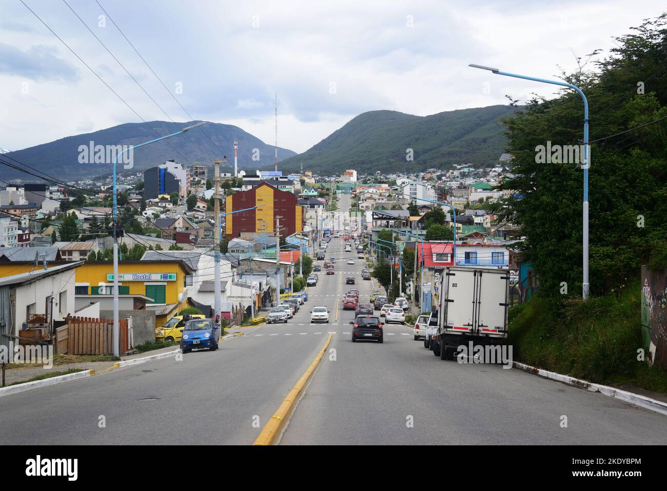 Une route à Ushuaia, Tierra del Fuego, Argentine Banque D'Images