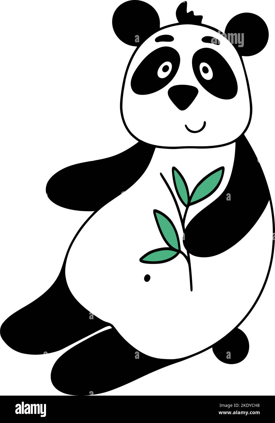 Panda assis avec un vecteur isolé de branche de bambou Illustration de Vecteur