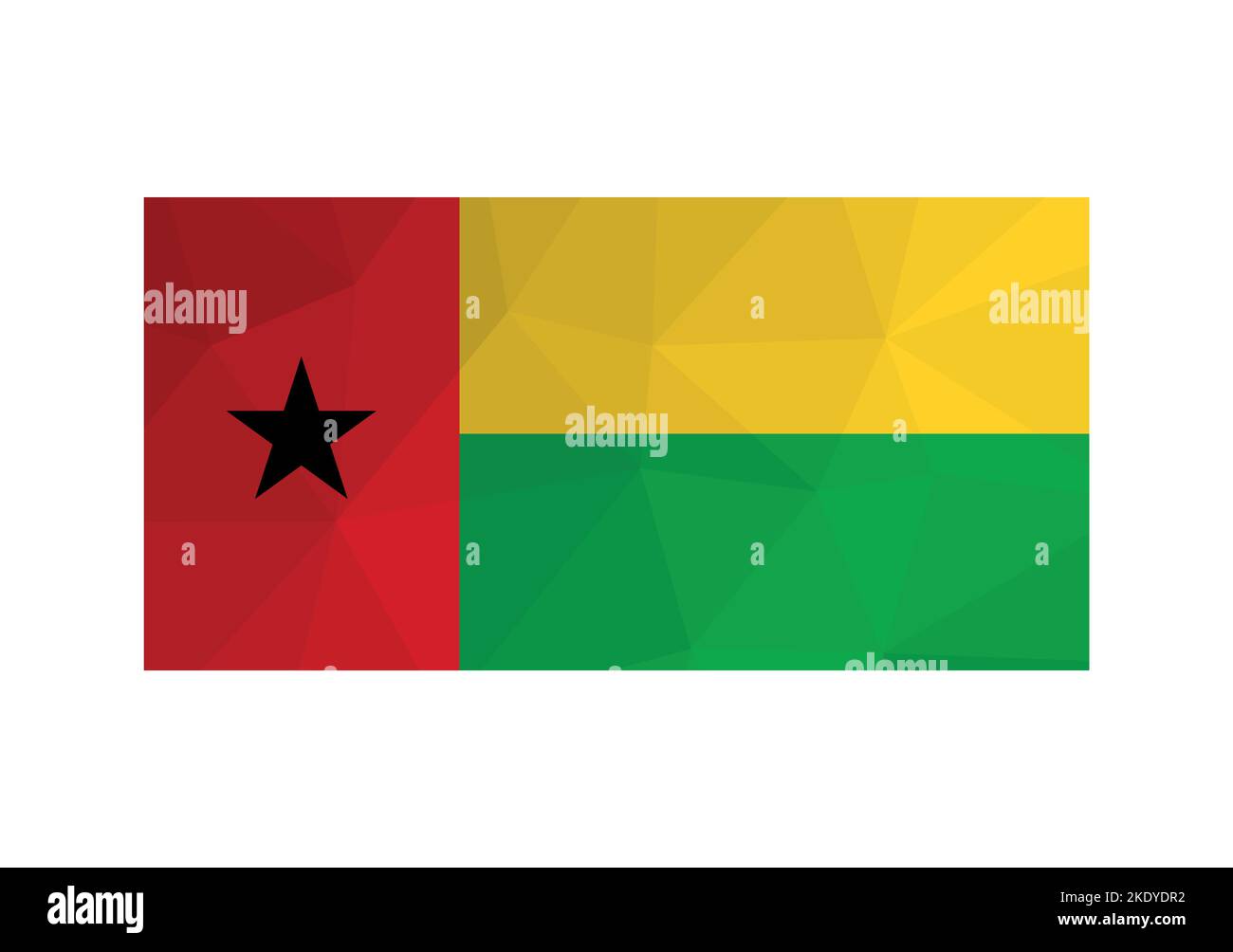 Illustration vectorielle. signature officielle de la Guinée-Bissau. Drapeau national avec rayures rouges, vertes, jaunes et étoile noire. Design créatif en polyester bas Illustration de Vecteur