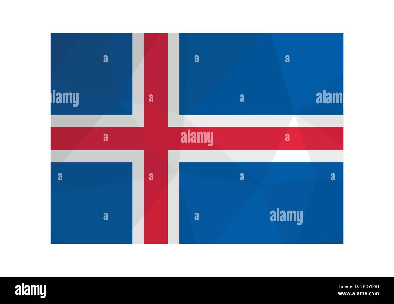 Illustration vectorielle. Symbole officiel de l'Islande. Drapeau national islandais de couleur bleue, rouge et blanche. Design créatif en polyéthylène bas avec triangle Illustration de Vecteur