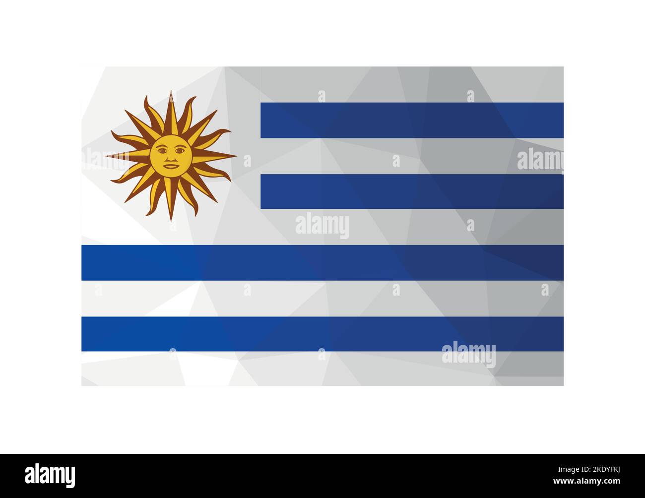 Illustration vectorielle. Symbole officiel de l'Uruguay. Drapeau national avec soleil et bleu, rayures blanches. Design créatif dans un style bas poly Illustration de Vecteur