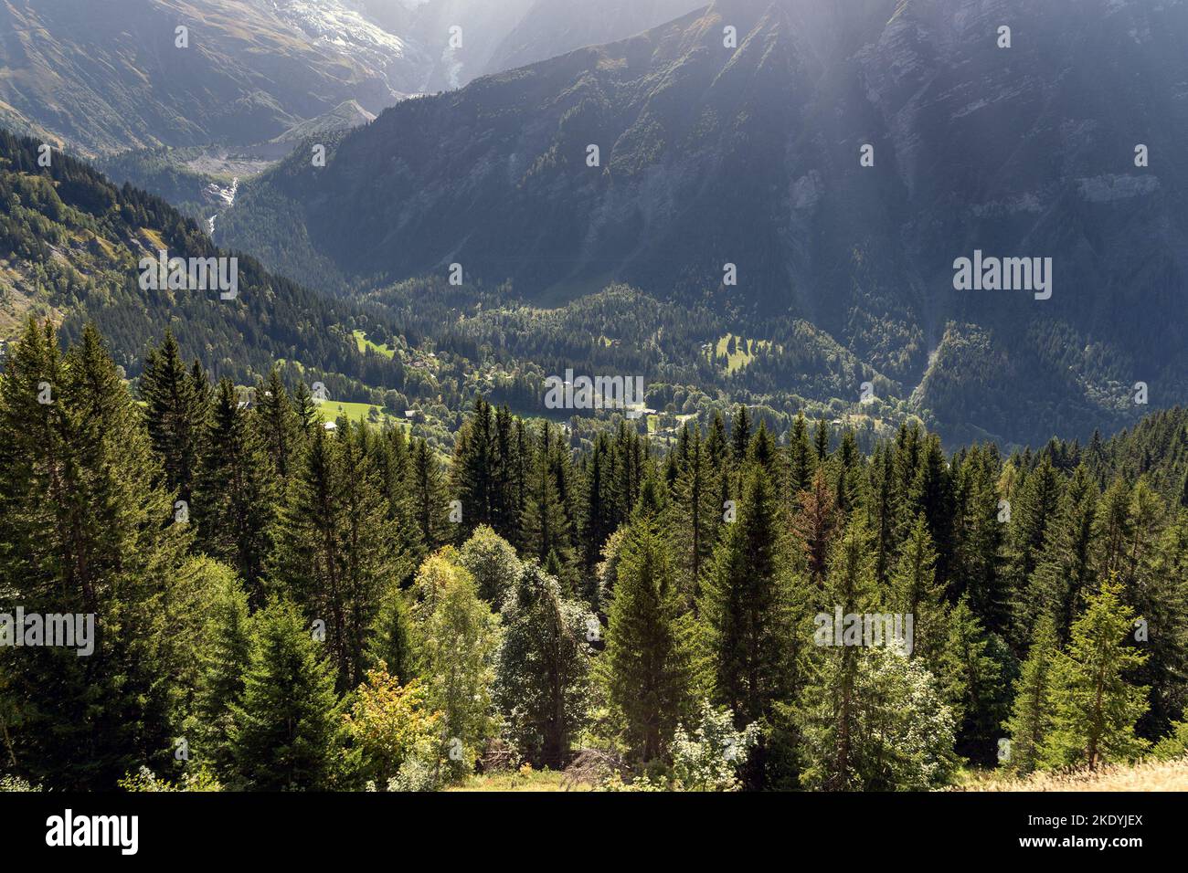 Paysage alpin à côté de Saint-Gervais-les-bains, France. Banque D'Images
