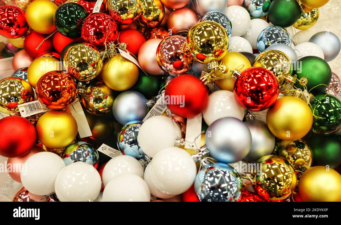 Boules de décoration de Noël, arrière-plan Banque D'Images