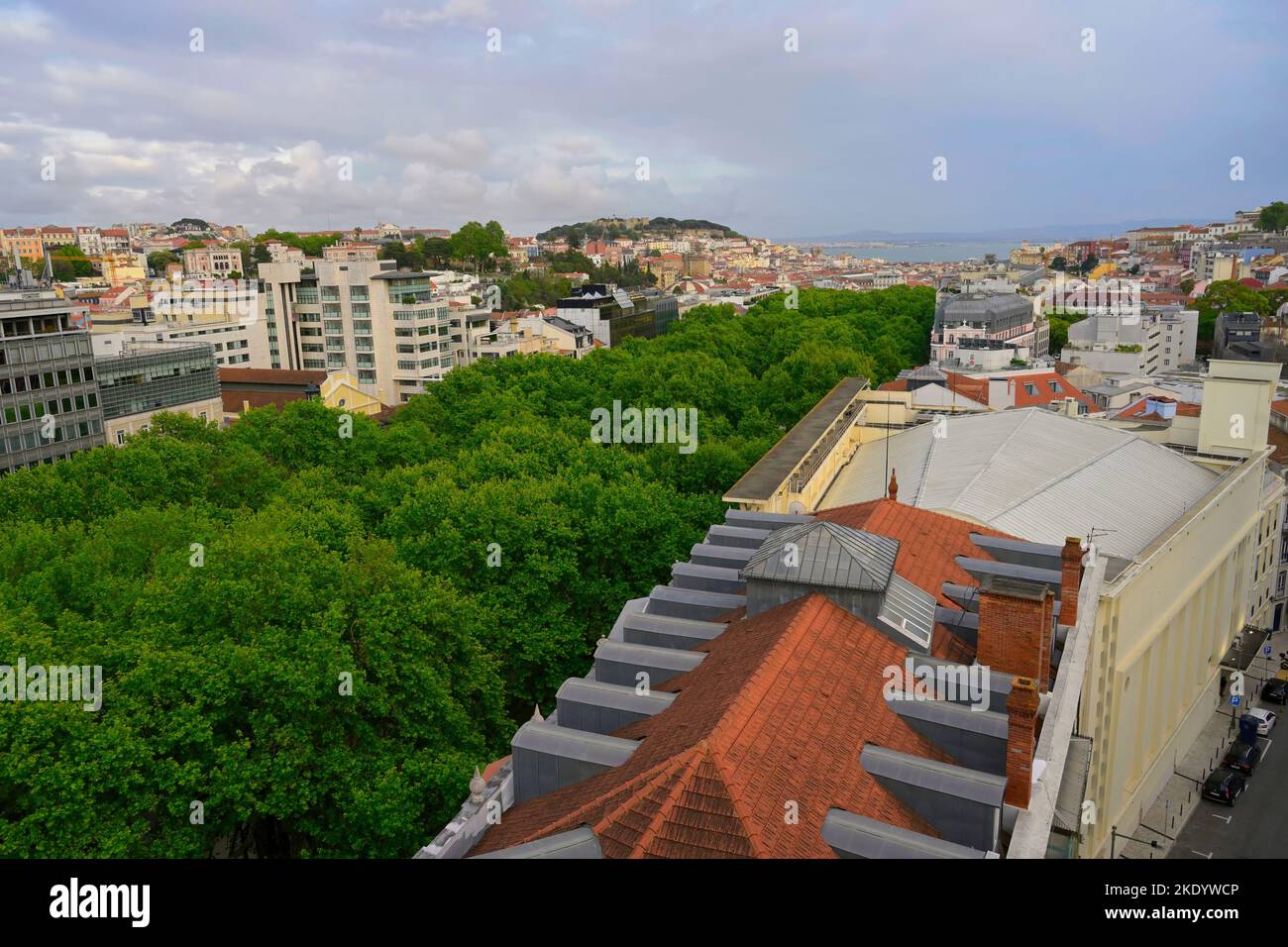 Vue aérienne de l'avenue Liberdade, Lisbonne, Portugal Banque D'Images