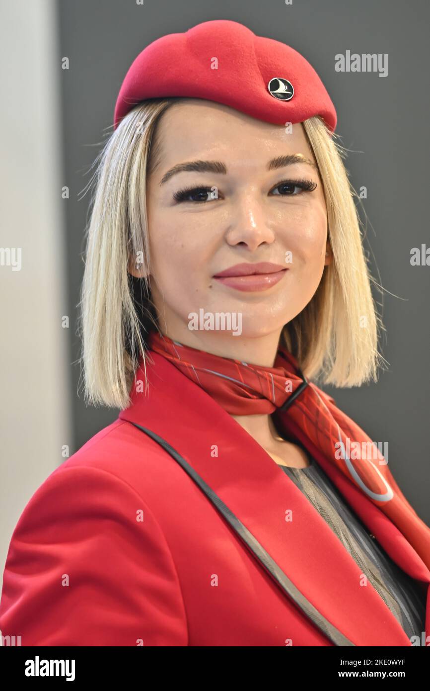 Londres, Angleterre, Royaume-Uni. 9th novembre 2022. Les exposants de Turkish Airlines à l'occasion de la rencontre de Travel & Tourism au World Travel Market Londres le salon international du voyage #WTMLDN à Excel London. Crédit : voir Li/Picture Capital/Alamy Live News Banque D'Images