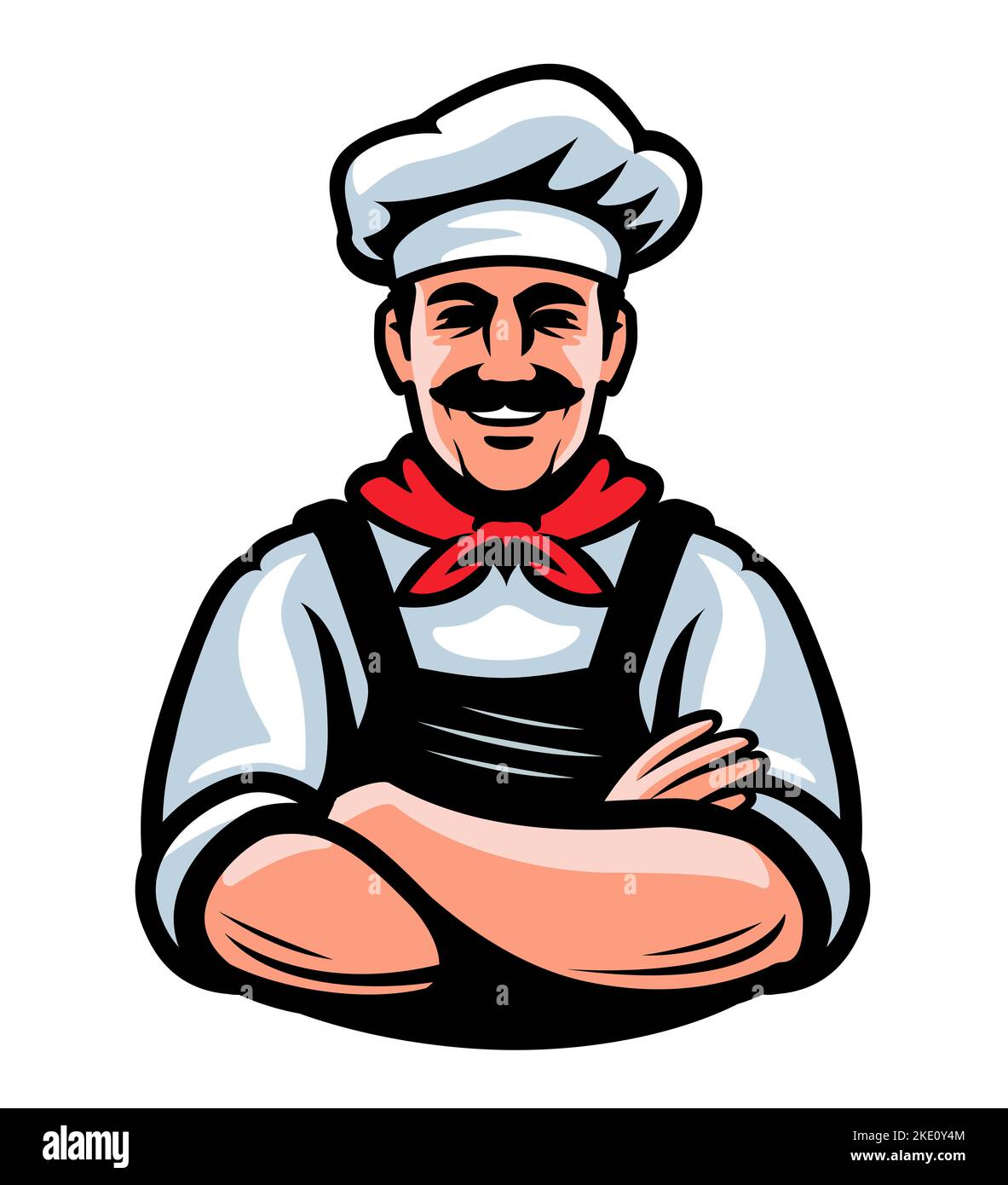 Belle illustration de cuisinier souriant. Chef masculin isolé sur fond blanc Banque D'Images