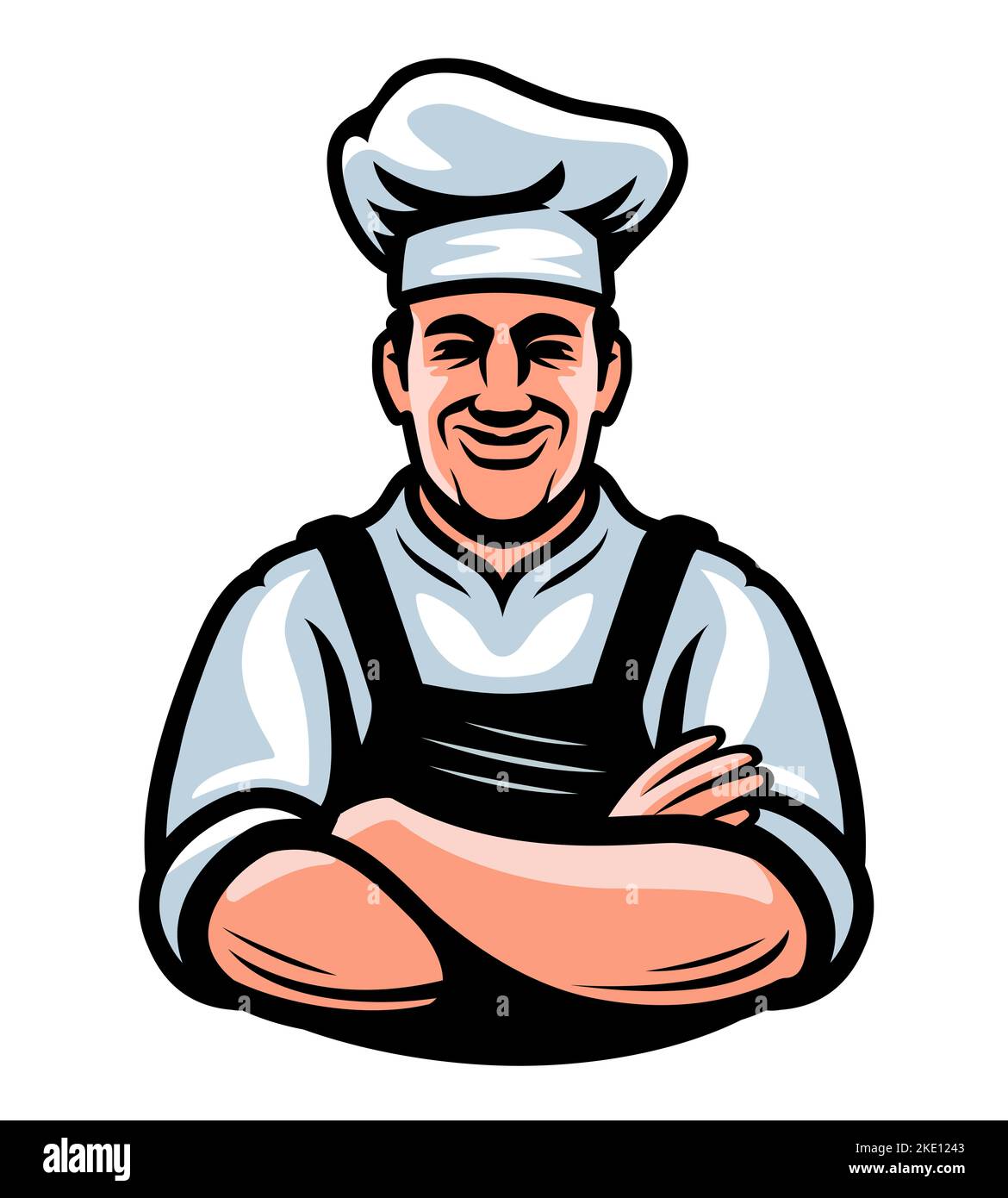 Bonne cuisine attrayante. Belle illustration de chef masculin adulte. Restaurant, cuisine concept alimentaire Banque D'Images