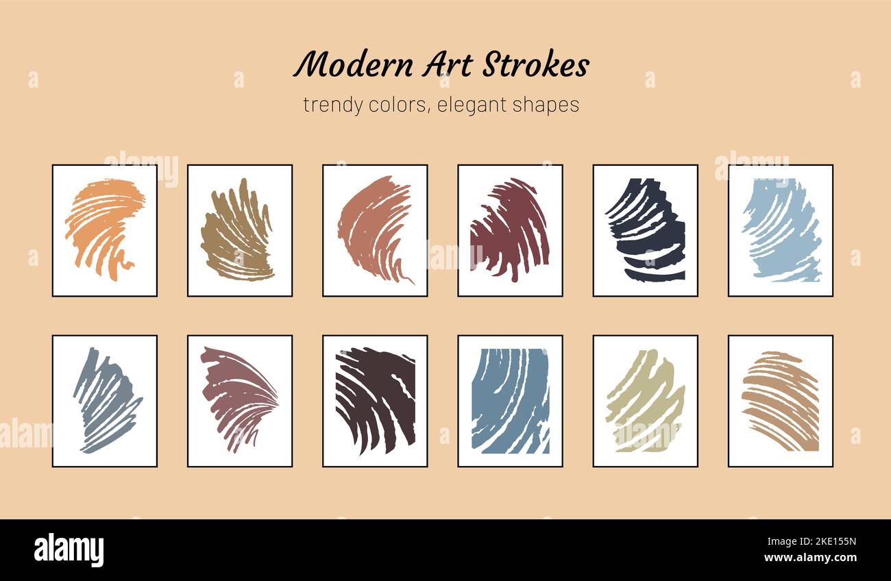 Traits d'art moderne dans différentes formes de vavy dans les cadres Illustration de Vecteur