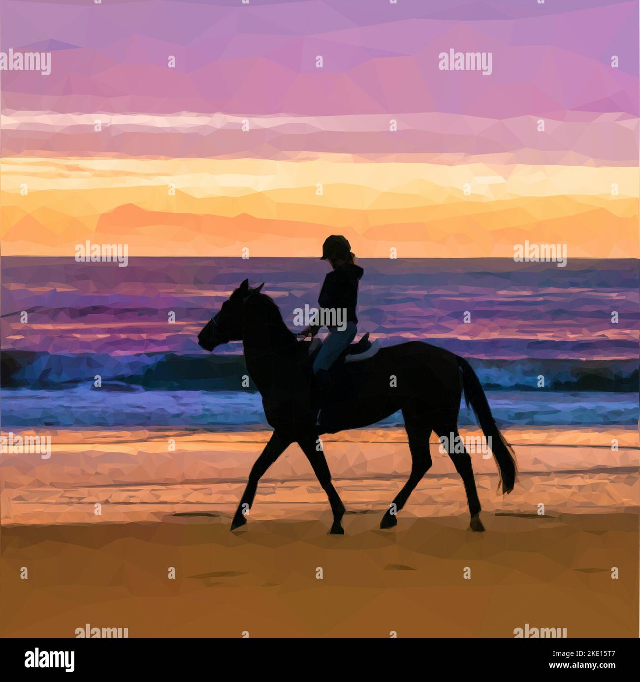 Cheval au coucher du soleil Banque d'images vectorielles - Alamy