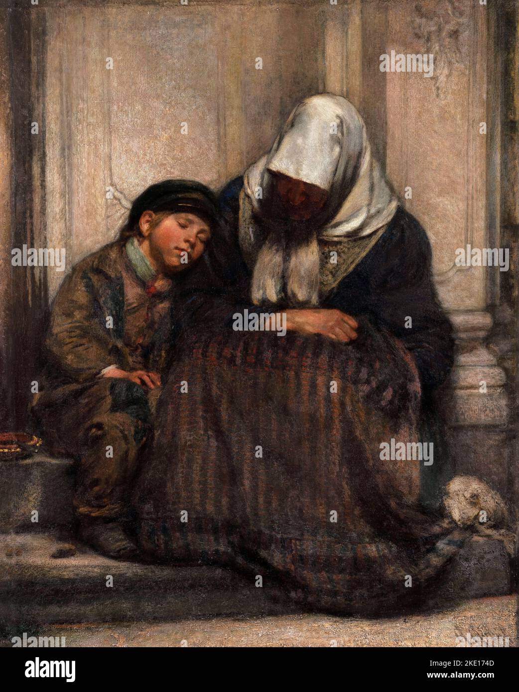 Pauvres par Angilbert Göbel (1821-1882), huile sur toile, 1858 Banque D'Images