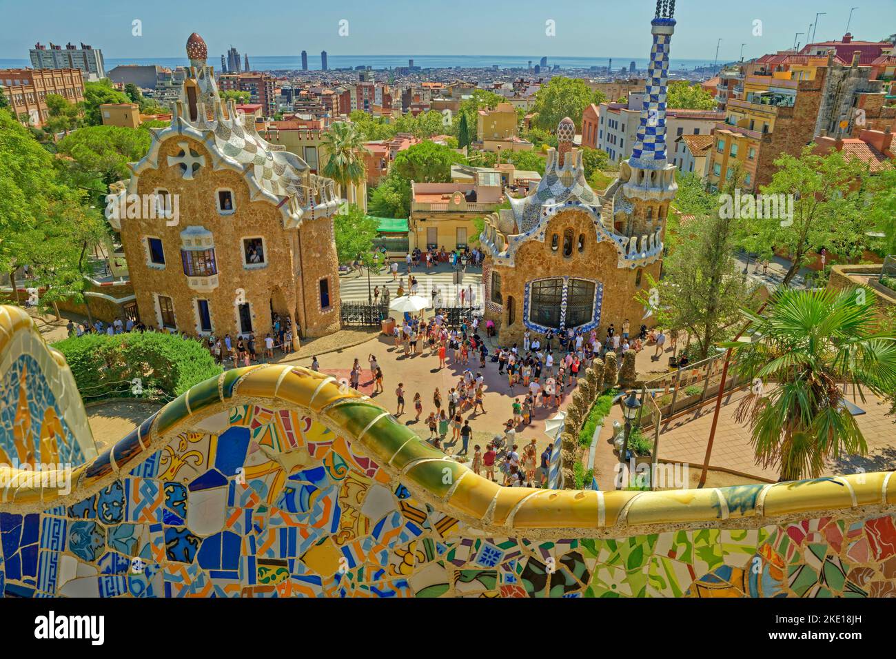 Parc Guell, le Gaudi a créé un parc design à Barcelone, en Espagne. Banque D'Images