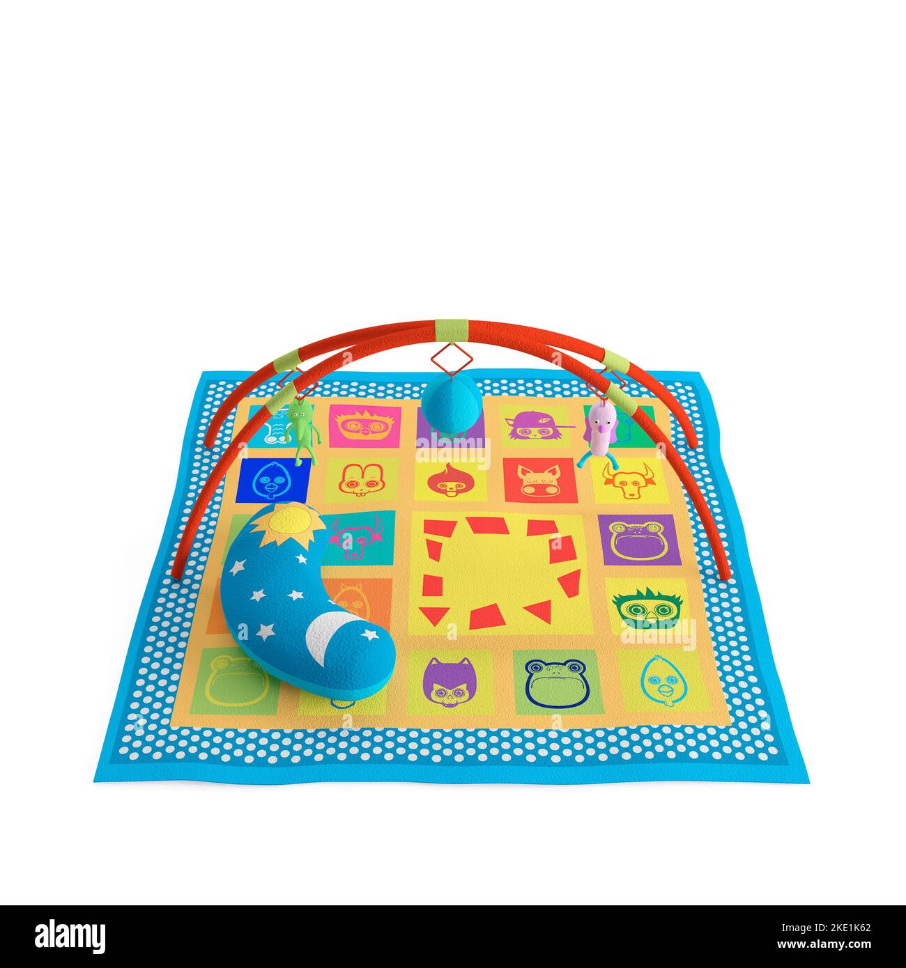 Un rendu 3D d'un tapis de jeu coloré isolé sur fond blanc Banque D'Images