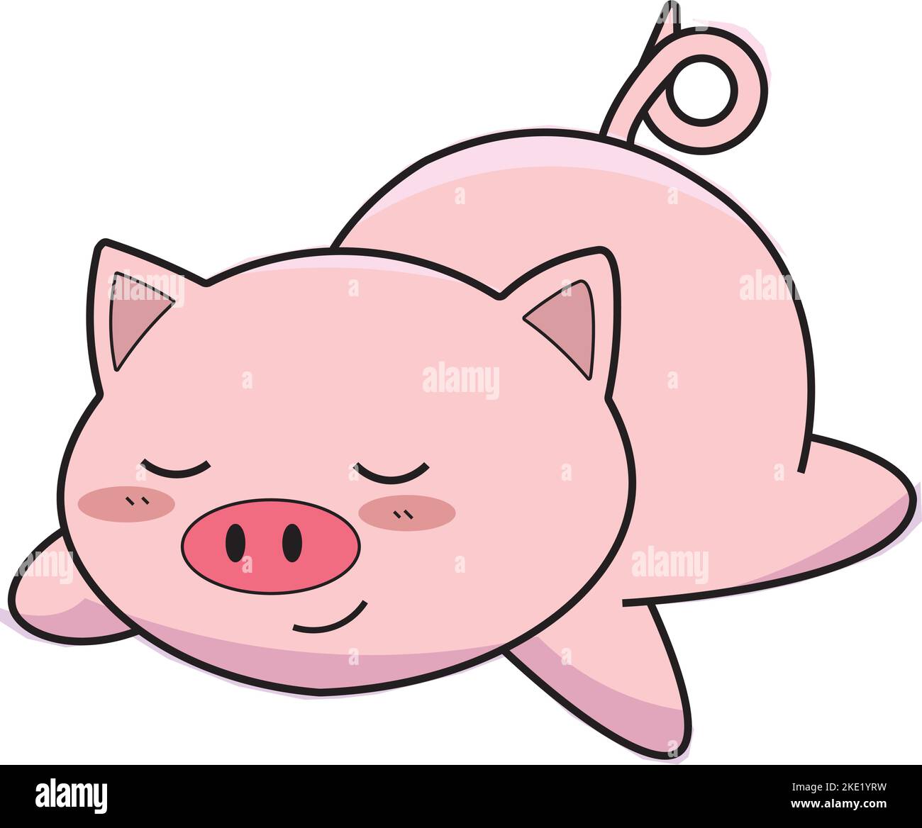 Un joli dessin animé kawaii représentant un cochon sur fond blanc Illustration de Vecteur