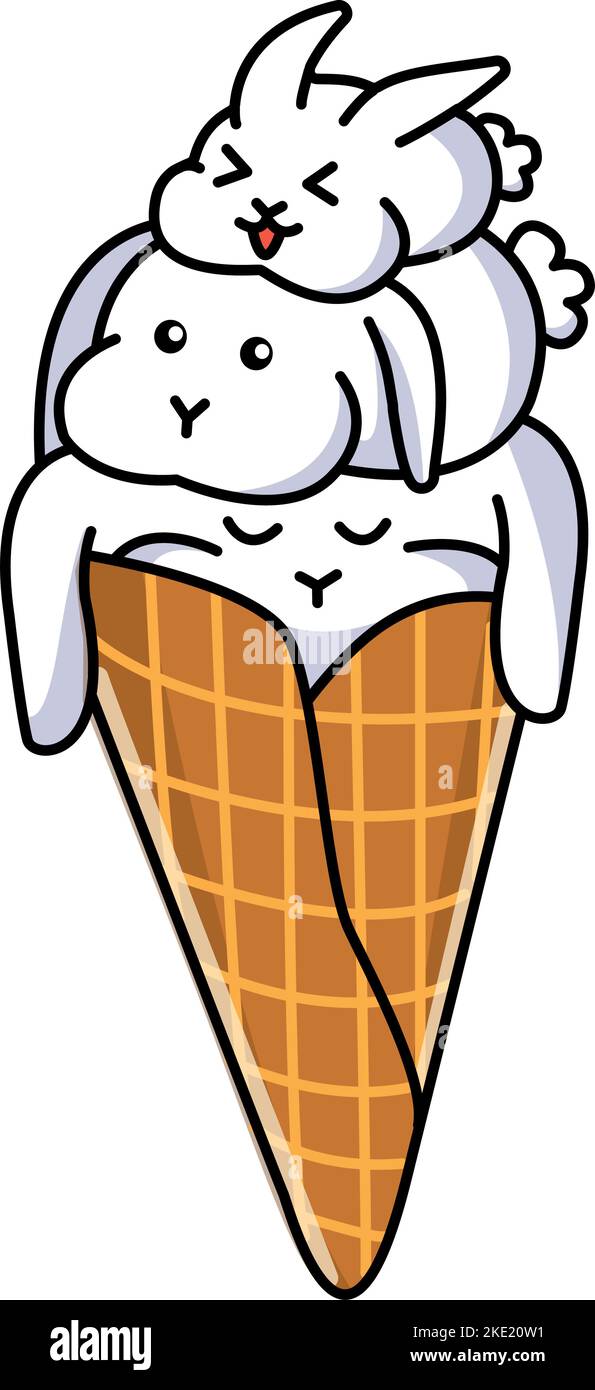 Un rendu 3D d'une jolie glace à la vanille Illustration de Vecteur