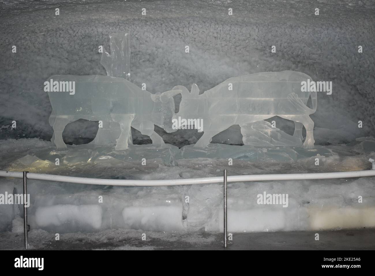 Photo prise à l'intérieur du paradis du glacier de matterhorn ; sculpture faite de glace à l'intérieur du glacier et photo du salon de glace 2018 Banque D'Images