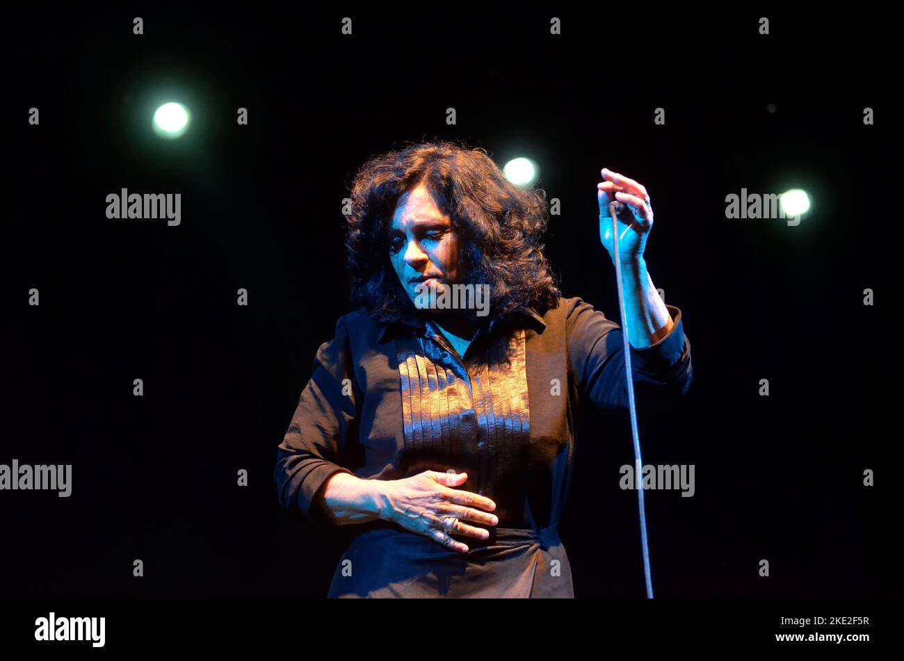 Sur scène, le chanteur brésilien GAL Costa présente un spectacle. Elle était une figure principale de la scène musicale tropicalia et bossa nova au Brésil - 30 juillet 2014 Banque D'Images