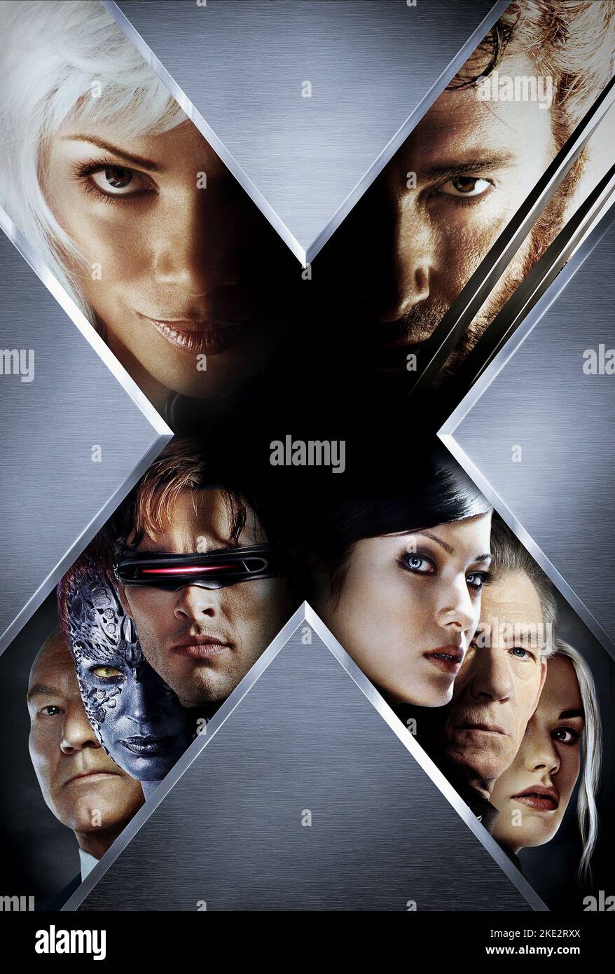 X-MEN 2, HALLE BERRY, HUGH JACKMAN, PATRICK STEWART, JAMES MARSDEN, KELLY HU, IAN MCKELLEN, ANNA PAQUIN, 2003 Banque D'Images
