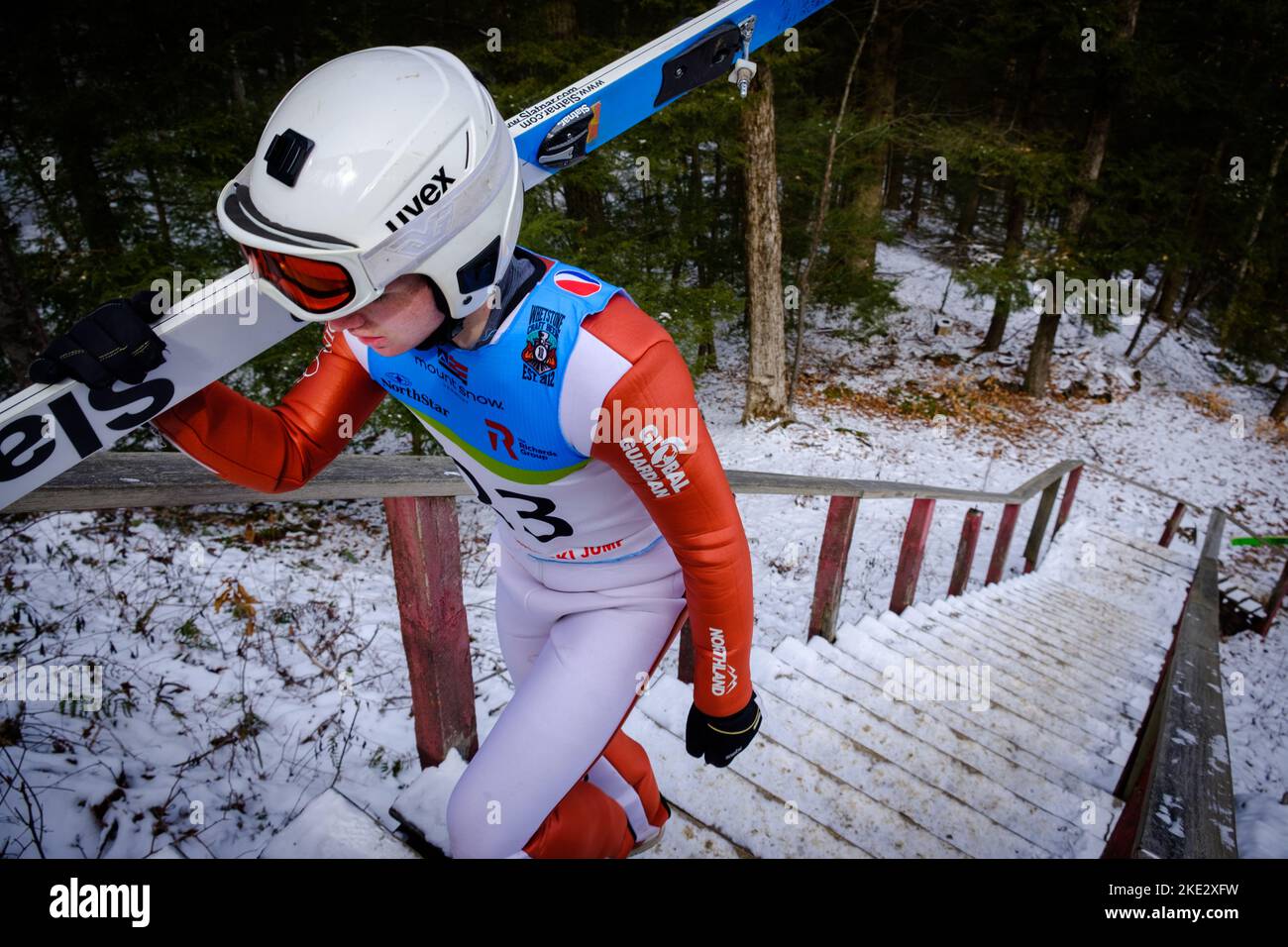 Le 100th anniversaire du saut à ski de Harris Hill à Brattleboro, Vermont, États-Unis, 20 février 2022, Fred Harris Memorial Tournament. Banque D'Images