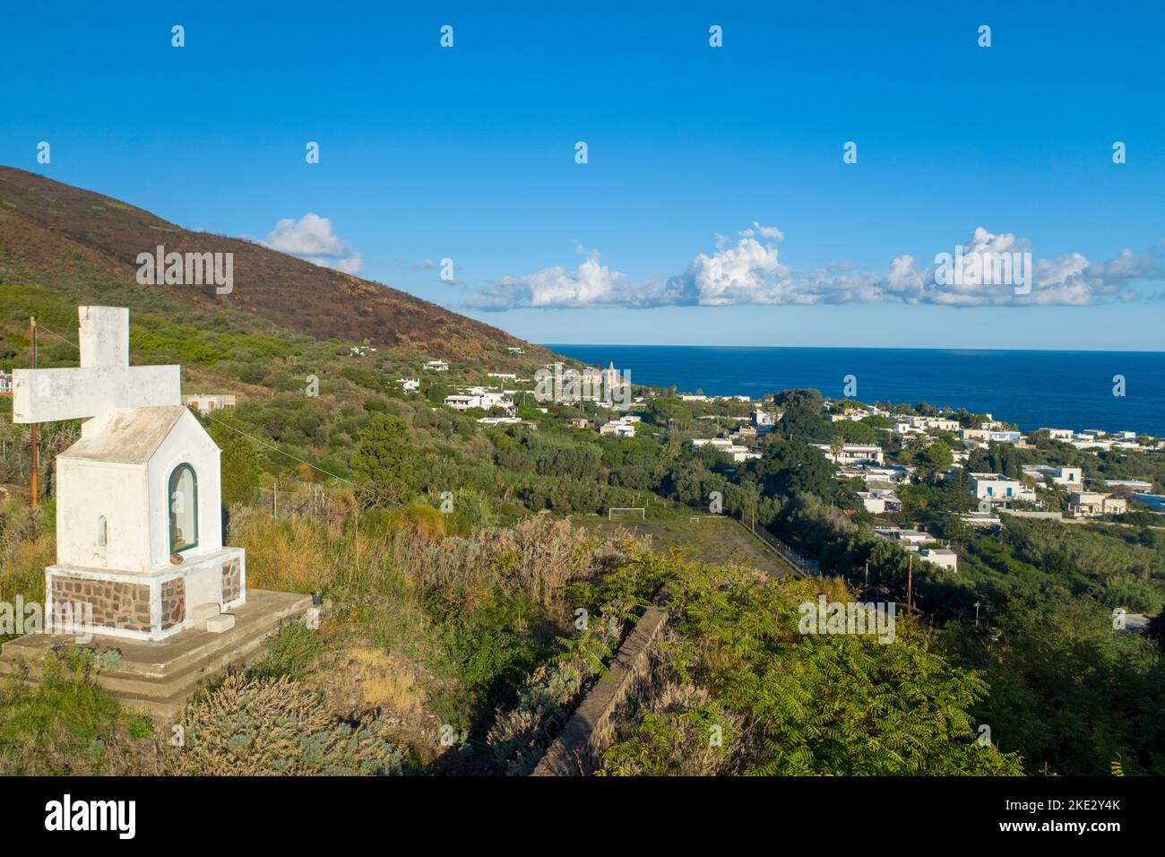 La zone résidentielle de Piscita, Stromboli, Iles Eoliennes, (Iles Eoliennes), Sud de l'Italie, Europe, Sicile, Italie Banque D'Images